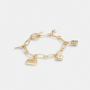 Coach Iconic Charm Chain Bracelet Smycken Dam Guld | 81DOJIRSH