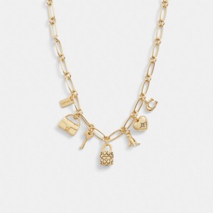 Coach Iconic Charm Chain Necklace Smycken Dam Guld | 23RYZNDWV
