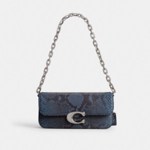 Coach Idol Bag 23 In Python Axelväska Dam Silver Blå | 59RVCOJUW