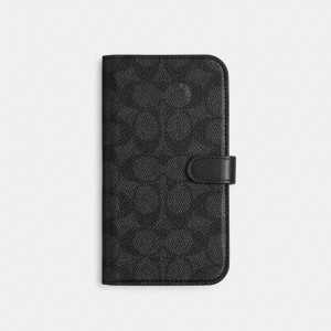 Coach Iphone 15 Folio In Signature Canvas Resväska Dam Grå | 72APCWTBO