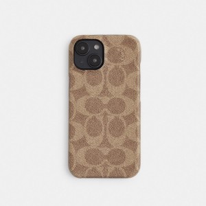Coach Iphone 15 Plus Case In Signature Canvas Resväska Dam Beige | 08EZFVTQK