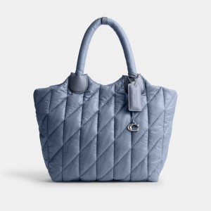 Coach Iris Tote Bag Toteväska Dam Silver Blå | 40PBSWVKJ