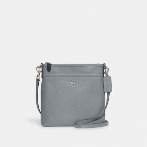 Coach Kitt Messenger Crossbody Bag Crossbody Väska Dam Silver Grå Blå | 63KHNMYLF
