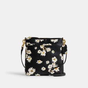 Coach Kitt Messenger Crossbody Bag With Floral Print Crossbody Väska Dam Svarta Olika Färger | 74TEZCFQR
