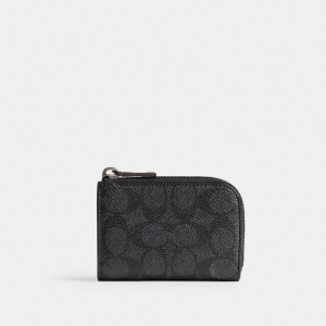 Coach L Zip Key Case In Signature Canvas Bag Accessories Herr Grå | 96DAMRQKU
