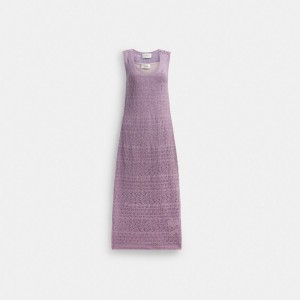 Coach Lace Knit Dress Klänning Dam Lila | 10IFOVEHL