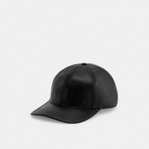 Coach Leather Baseball Hat Hatt Herr Svarta | 87WIKRPEX