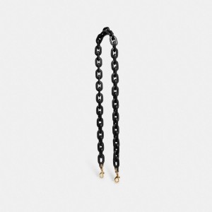 Coach Leather Covered Chain Strap Smycken Dam Svarta | 05REYULJB