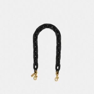 Coach Leather Covered Short Chain Strap Smycken Dam Svarta | 05FCIHQPG