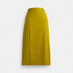 Coach Long Tailored Skirt Byxor Dam Gröna | 38YBKRMOL