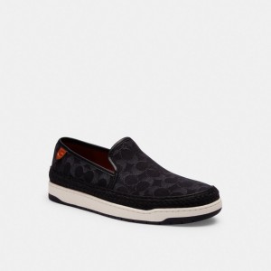Coach Miles Espadrille In Signature Denim Loafers Herr Svarta Blå | 29KQHAVID
