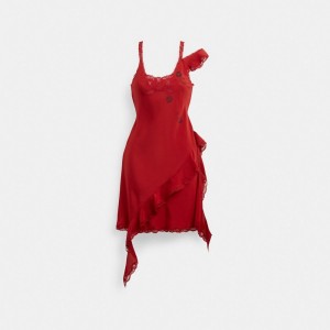Coach Mini Ruffle Dress Klänning Dam Röda | 40SRNFBGD