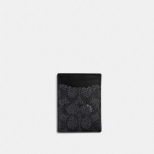 Coach Money Clip Card Case In Signature Canvas Card Case Herr Grå | 83HANMVWR