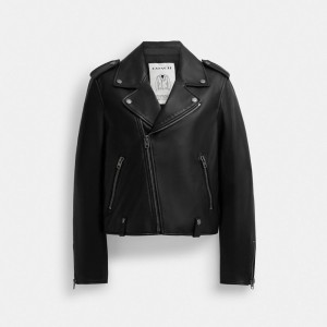 Coach Moto Jacket Jackor Dam Svarta | 85VFOYHGX