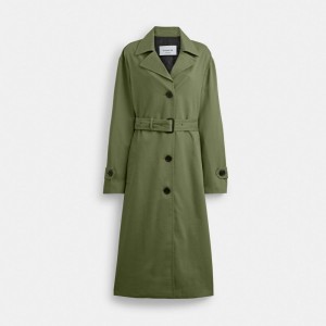 Coach Oversized Trench Coat Jackor Dam Gröna | 07HXTNKMG