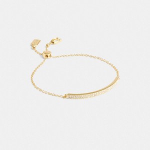Coach Pave Bar Slider Bracelet Smycken Dam Guld | 21NAORWML