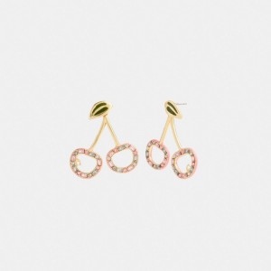 Coach Pave Cherry Drop Earrings Smycken Dam Guld Olika Färger | 86JCOPKQH