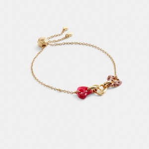 Coach Pave Hearts Chain Link Slider Bracelet Smycken Dam Guld Rosa Olika Färger | 63MCRWDLI