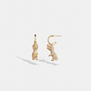 Coach Pave Rexy Huggie Earrings Smycken Dam Guld | 32WGMHQVC