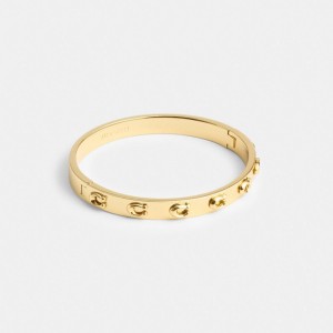 Coach Pegged Signature Hinged Bangle Smycken Dam Guld | 29MZLEWPU