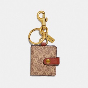 Coach Picture Frame Bag Charm In Signature Canvas Smycken Dam Khaki | 65NPXEWKY