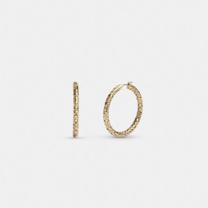 Coach Quilted Signature Medium Hoop Earrings Smycken Dam Guld | 28SVLWXAU