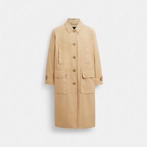 Coach Regenerative Cotton Balmacaan Jackor Dam Ljuskhaki | 05FGBQUKC