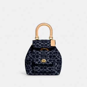 Coach Riya Backpack 21 In Signature Denim Ryggsäckar Dam Blå Blå | 83QDXRWSI