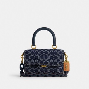 Coach Rogue Top Handle Bag In Signature Denim Satchel Väska Dam Blå Blå | 37IYGEDLJ