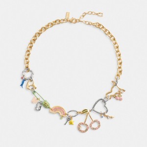 Coach Safety Pin Charm Necklace Smycken Dam Guld Olika Färger | 23FHVSDWP