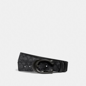 Coach Sculpted C Buckle Cut To Size Reversible Belt, 40 Mm Bälte Herr Svarta Grå | 12SQLKRUE