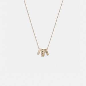 Coach Signature Enamel Necklace Smycken Dam Guld Svarta | 19BMDOGFW