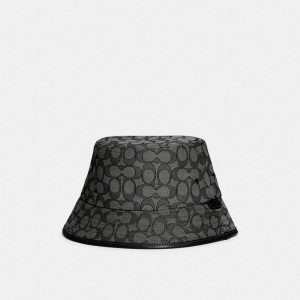 Coach Signature Jacquard Bucket Hat Hatt Dam Grå | 40VGPXFWK