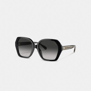 Coach Signature Ombre Geometric Square Sunglasses Glasögon Dam Grå | 94SUFBXYQ