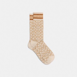 Coach Signature Socks Strumpor Dam Olika Färger | 49BOHXKYC