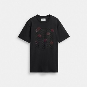 Coach Signature Square Kiss Print T Shirt In Organic Cotton Blast Dam Grå Olika Färger | 53MJKQBPN