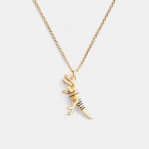 Coach Skeletal Rexy Long Pendant Necklace Smycken Dam Guld Olika Färger | 63GMDTNBF