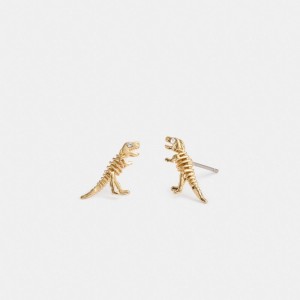 Coach Skeletal Rexy Stud Earrings Smycken Dam Guld | 32PHCXWIA