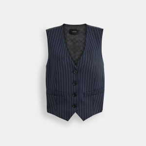 Coach Suit Vest Blast Dam Marinblå Vita | 70XZKBNWG