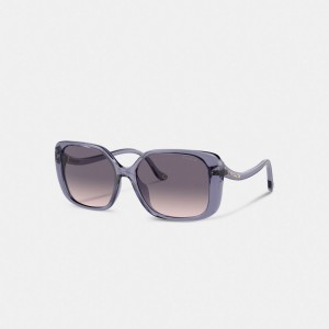 Coach Swoop Temple Rectangle Sunglasses Glasögon Dam Lila | 51XJNHKQW