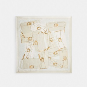 Coach Tabby Bag Print Silk Square Scarf Halsduk Dam Olika Färger | 43TROCWIQ