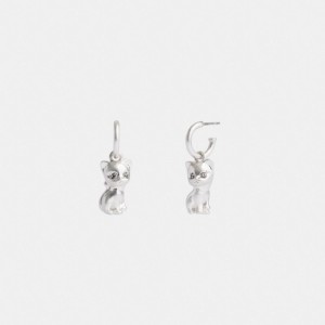 Coach The Lil Nas X Drop Cat Huggie Earrings Smycken Dam Silver | 93KBTJQNR
