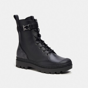 Coach Tucker Boot With Signature Canvas Stövlar Herr Svarta | 61UHFYPDX