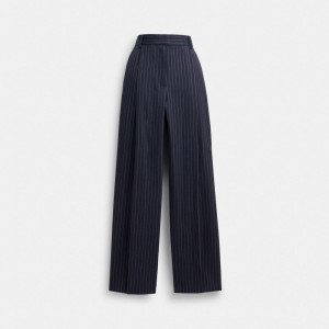 Coach Wide Leg Trousers Byxor Dam Marinblå Vita | 09SXGVRBO