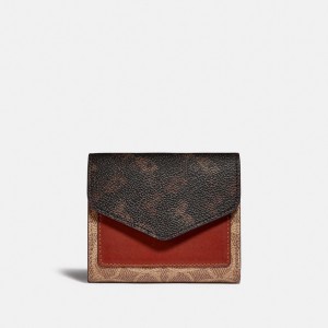 Coach Wyn Small Wallet With Horse And Carriage Print Liten Plånbok Dam Bruna Röda | 74JKHYQLT