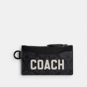Coach Zip Card Case In Signature Canvas With Graphic Card Case Herr Grå Olika Färger | 41CVSRGDU